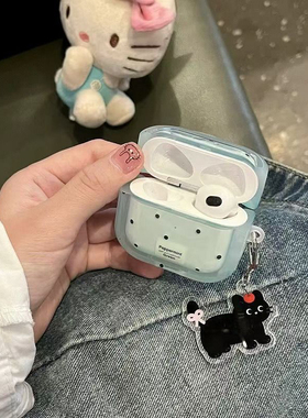 小众波点带挂件适用华强北pro4/5保护套苹果4代蓝牙套Mini4适用迪士尼F8带链条