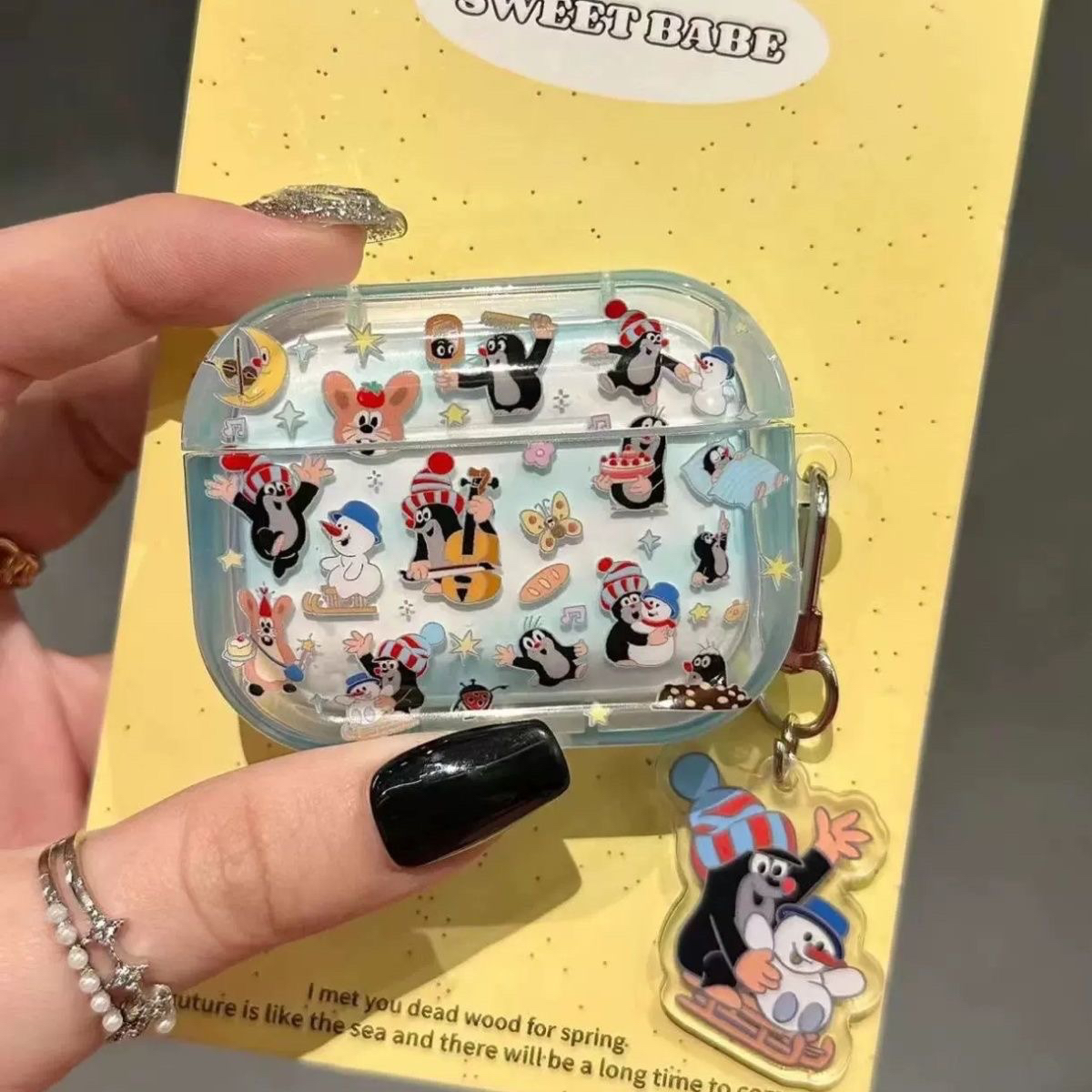 蓝色鼹鼠ins联想lp40耳机壳LP40无线Lenovo LP40蓝牙带链条保护套