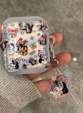 ins蓝色鼹鼠华强北pro4/5保护套苹果蓝牙耳机套Mini4适用迪士尼F8