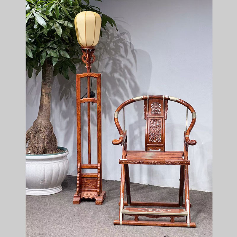 海南黄花梨寿字纹头把交椅红木中式实木折叠椅太师椅圈椅主人椅