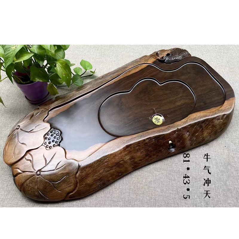 黑檀木茶盘家用整块实木天然原木简约茶台茶盘大号茶海功夫茶具