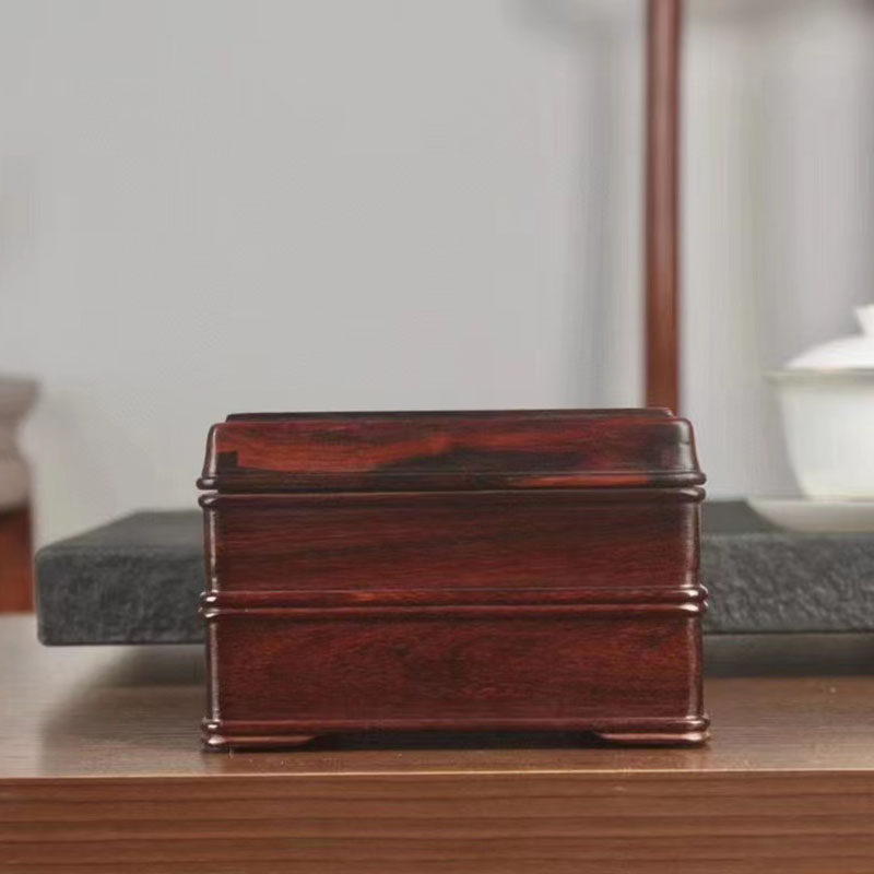 大红酸枝独板线条方盒首饰盒实木多功能收纳盒红木文玩玉器收藏盒