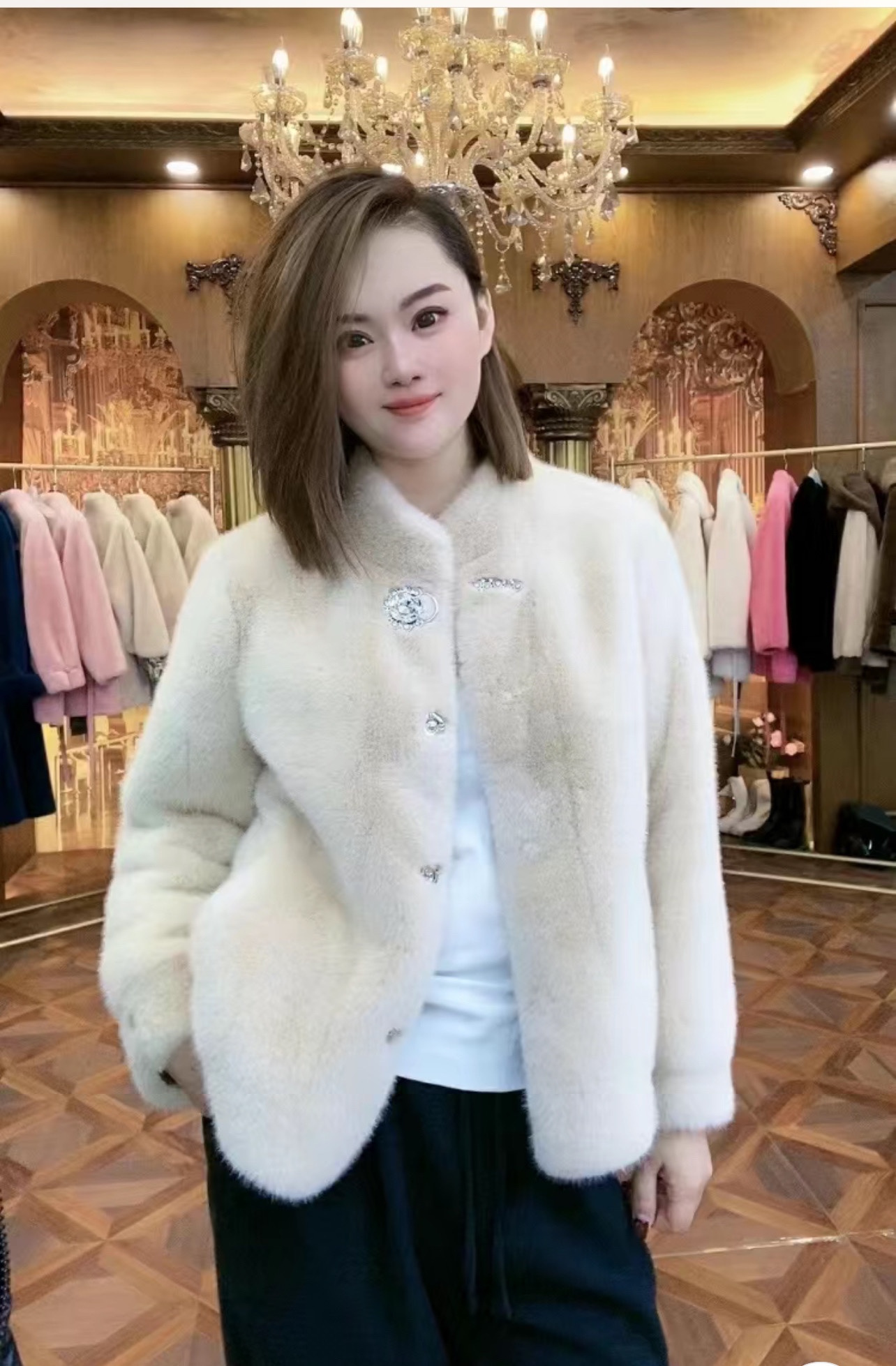 反季环保毛毛皮毛一体高端大气米兰貂百搭休闲外套