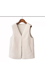 新款时尚百搭修身显瘦羊羔毛皮毛一体马甲颗粒绒毛毛背心