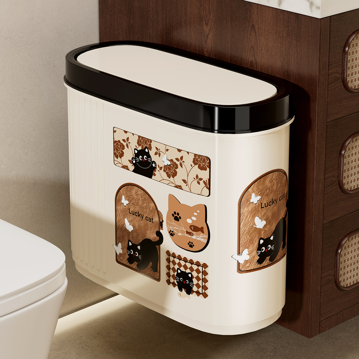 中古风壁挂式垃圾桶卫生间厕所带盖家用专夹缝窄大号容量卧室客厅,家庭/个人清洁工具,垃圾桶,淘宝优惠券,粉丝福利购,淘宝优惠卷