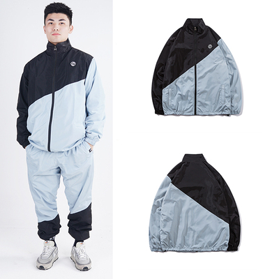 美式夹克黑灰色拉链情侣风衣外套