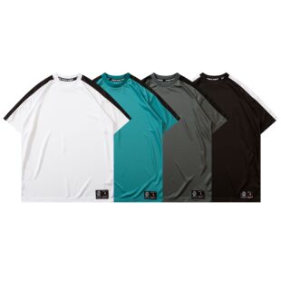 夏季 男女 条形 短袖 运动街舞篮球飞盘透气超轻速干Tee 小领口