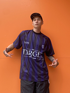 嘻哈球服 街舞 复古撞色条纹宽松速干透气 拼接小领口Tee 23SS