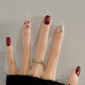 纯手工穿戴甲高级感2025新年y款 碎钻仙女车厘子美甲精致美甲贴片