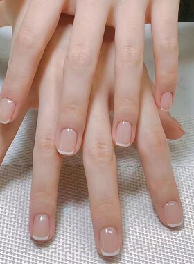 简约大气显白法式边纯手工穿戴甲短款美甲甲片成品美甲可拆卸贴片