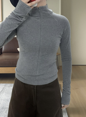 现货alright三色基础款运动风立领修身软弹绒感叠穿拉链长袖外套