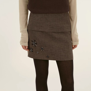 sage 混色机理手工钉珠短半裙