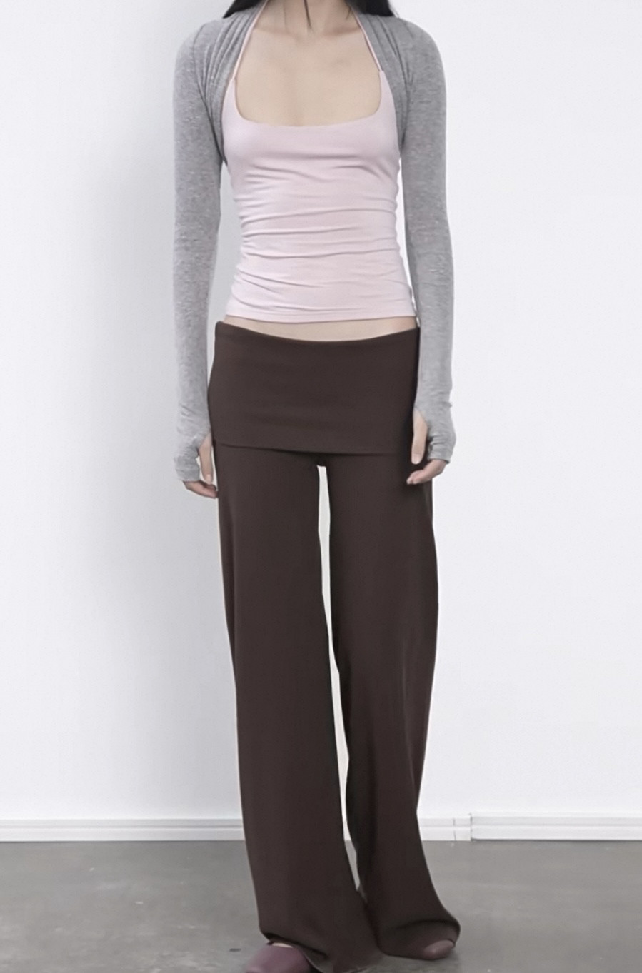 现货正确版RARE “散步”可翻折腰头针织宽松裙裤 咖色/深花灰,女装/女士精品,休闲裤,淘宝优惠券,粉丝福利购,淘宝优惠卷