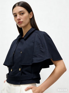 可拆卸斗篷风衣夹克 正确版 还原RARE 雅痞 藏蓝 卡其