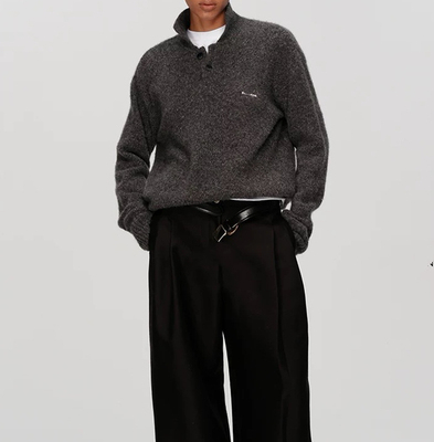 ECHOADE经典polo领设计 logo刺绣简约廓形针织毛衣