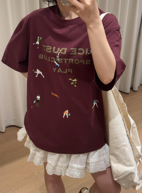 正确版还原ICE彩色人物刺绣短袖T恤 春夏新款经典百搭上衣女 IINC