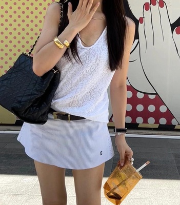 条纹低腰裙裤超短裙酷飒