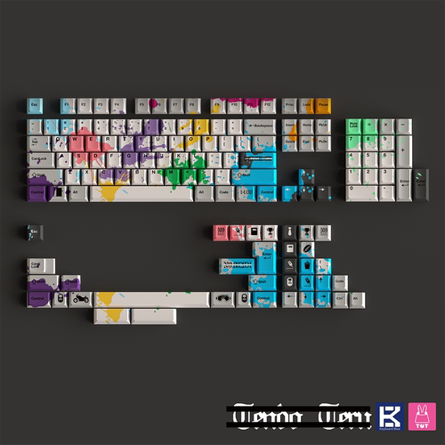 【现货】TUTKEYS 僵尸100pbt热升华原厂键帽二次元 涂鸦风喷墨