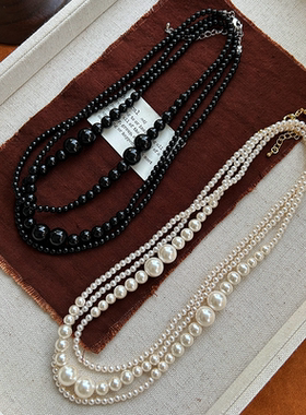 秋冬珍珠毛衣链赫本风长款澳白珍珠项链轻奢高级感气质缠绕颈链女