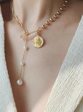 轻奢小众珍珠项链女吊坠新款潮极细链条高级感锁骨链设计感配饰