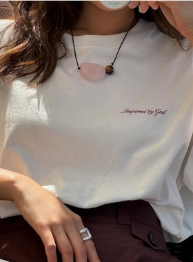 ins小众粉水晶虎眼石吊坠项链时尚气质高级个性绳子打结锁骨链女