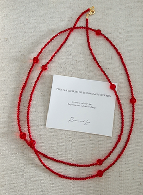秋冬明艳好运珠红玛瑙红项链