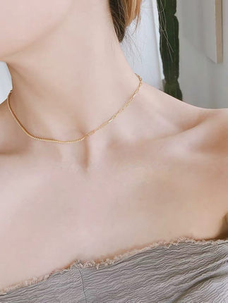 新款小众设计简约镀金锆石颈链锁骨链女项链choker2025年新款