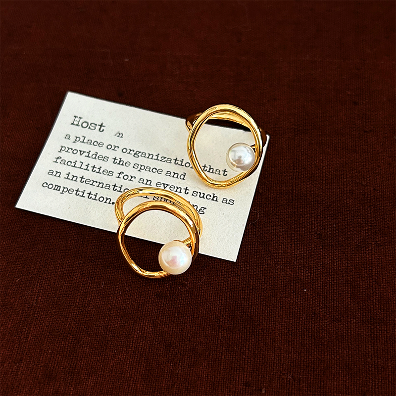 法式几何镂空天然珍珠戒指色泽高级小众设计轻奢时尚气质百搭指环