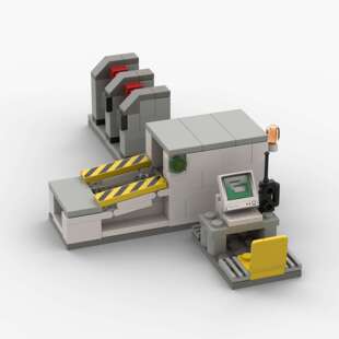 小颗粒积木MOC人行闸口小摆件套餐车站安全地铁场景安保配件组合