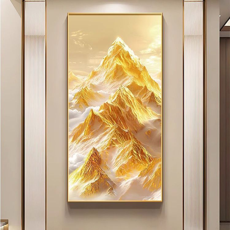 灯光画入户玄关装饰画日照金山