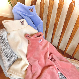 打底衫 双面绒女童保暖上衣秋冬款 儿童卫衣半中高领加厚女孩长袖