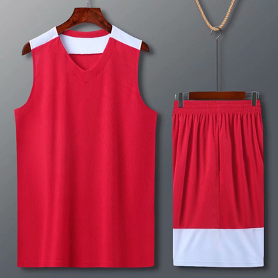 套装学生印字号红色篮球服定制