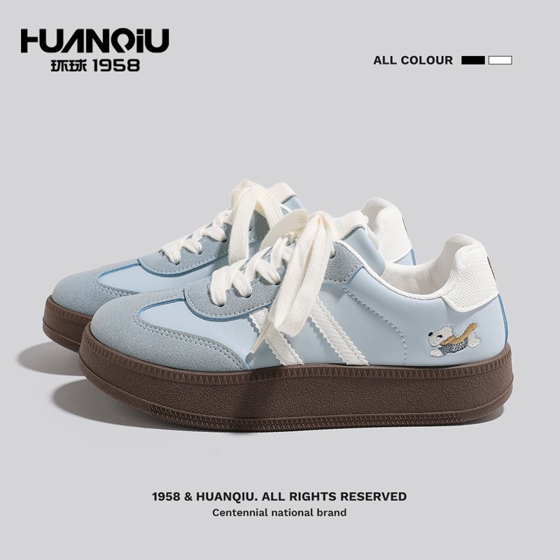 环球女鞋百搭软底板鞋女款蓝色德训鞋厚底运动休闲鞋子学生小白鞋,女鞋,休闲板鞋,淘宝优惠券,粉丝福利购,淘宝优惠卷