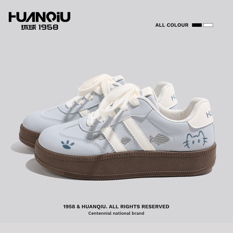 环球女款板鞋厚底多巴胺休闲鞋学生小众软底小白鞋蓝色德训鞋女鞋,女鞋,休闲板鞋,淘宝优惠券,粉丝福利购,淘宝优惠卷