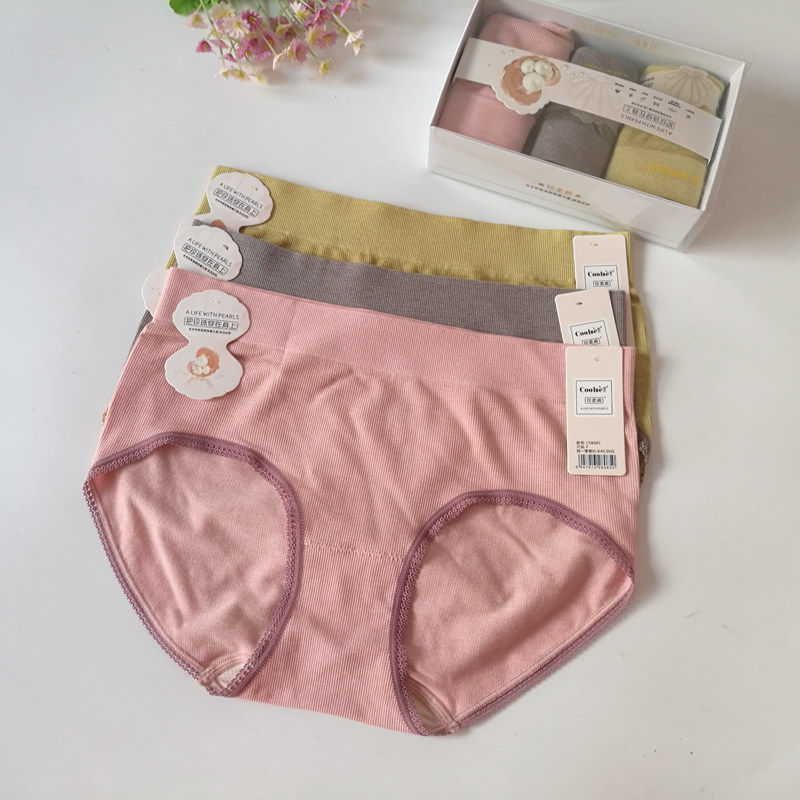 3条盒装酷色珍柔裤女无缝莫代尔中腰亲肤裸氨抗菌中版三角8085_虎窝淘