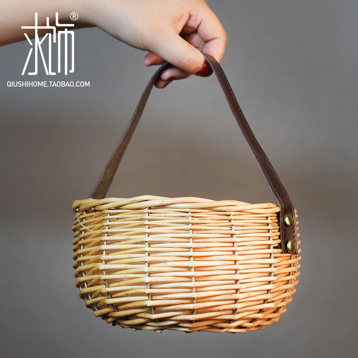 清仓特惠 田园手提吊篮竹编织小花篮花盆茶几收纳筐餐厅墙壁装饰