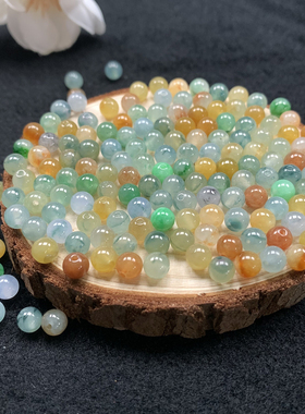 鱼鱼翡翠直播天然缅甸翡翠A货三彩多宝圆珠 定制链接 私拍无效