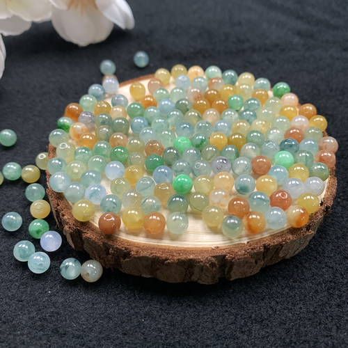 翡翠散珠圆珠手链项链DIY