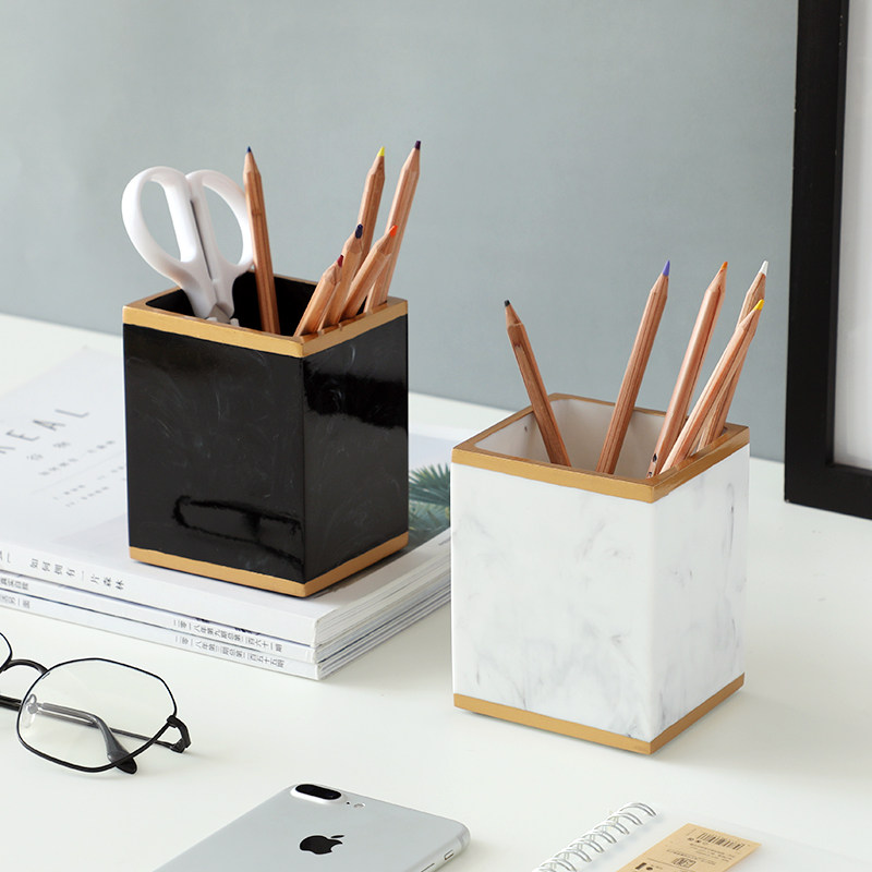 北欧轻奢笔筒摆件创意笔桶桌面收纳盒简约教师办公用品文具盒礼物