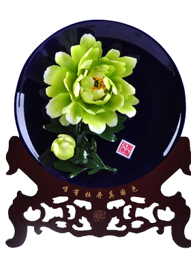 润致陶瓷牡丹挂盘花盘酒柜摆件