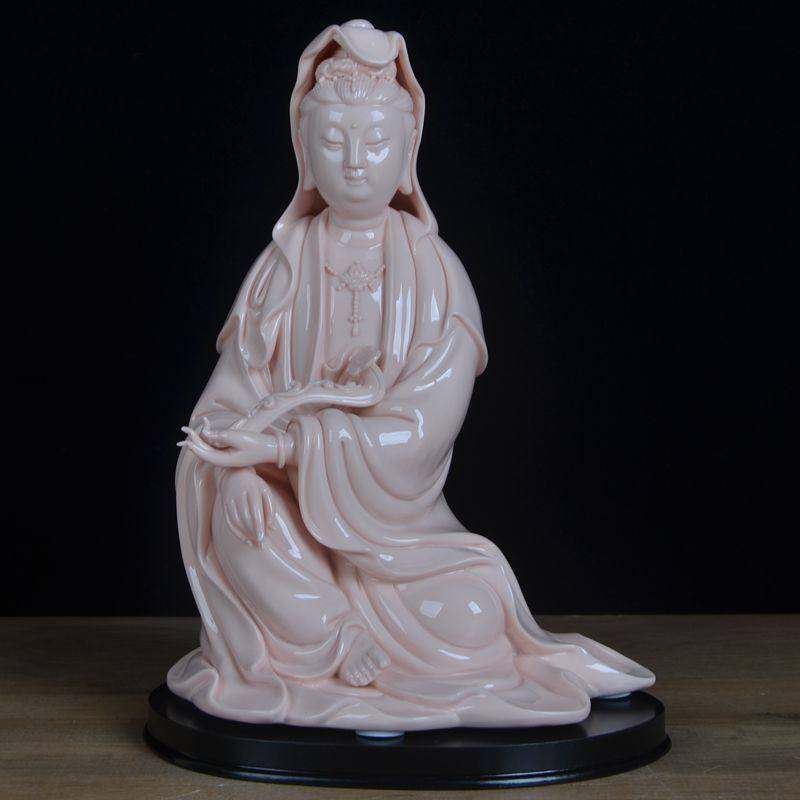 观音菩萨家用坐观音佛像神像保平安客厅供奉摆件德化陶瓷观世音