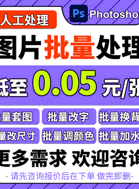 图片批量P图批处理套版PS处理套图加水印改尺寸改字调大小重命名
