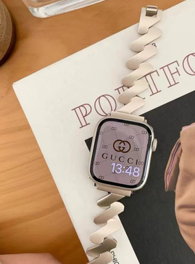 新款星光色系列金属表带适用iWatchs9苹果applewatch8代10765SE女