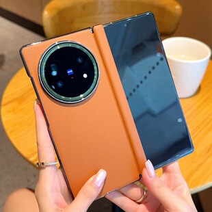 适用vivoxfold5手机壳电镀高级感美拉德皮质xfold3铰链中轴全包壳