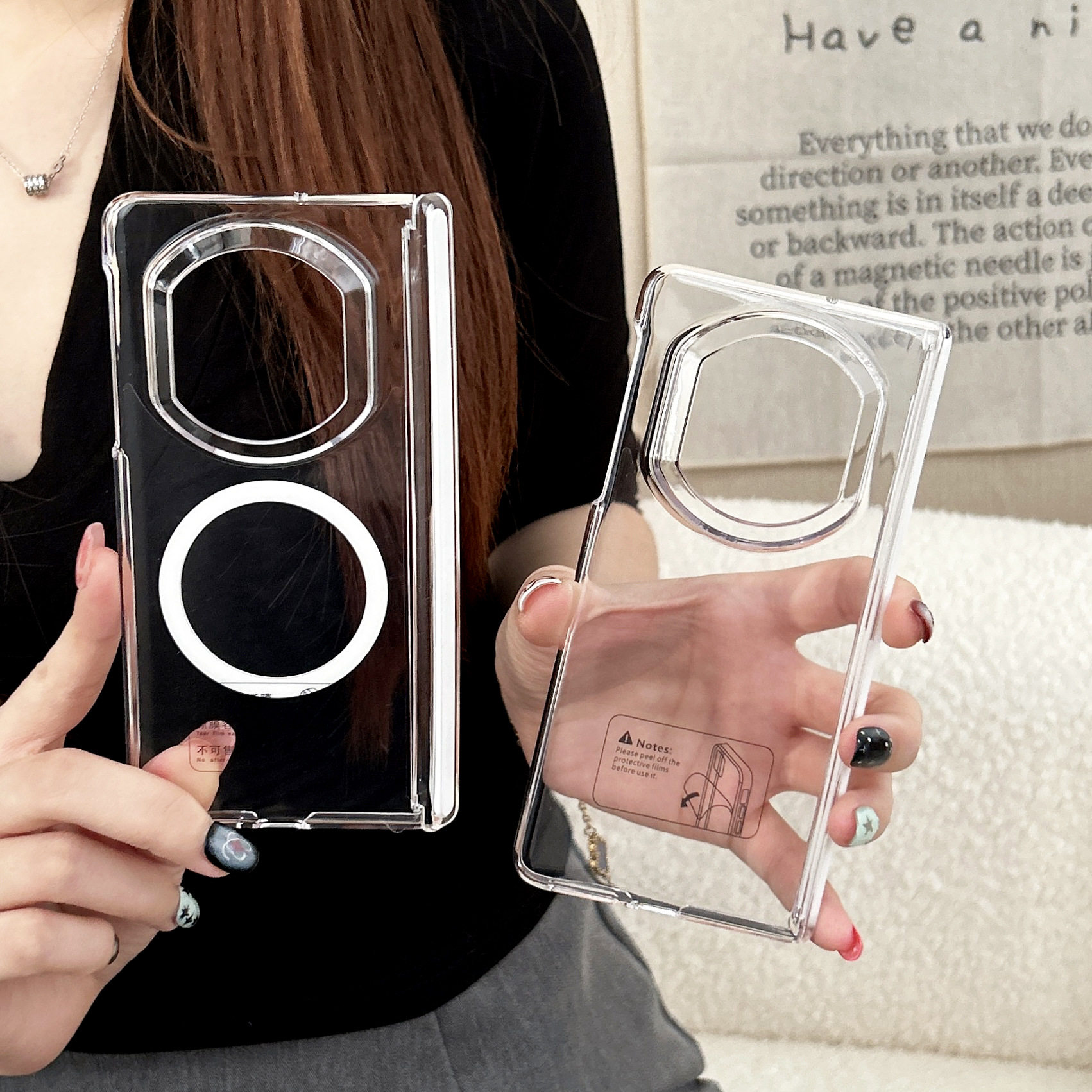 适用华为MateX7透明磁吸手机壳