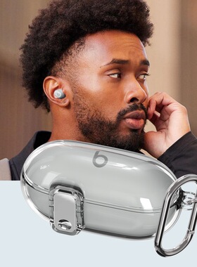 适用魔音Beats Solo Buds蓝牙耳机保护套透明TPU创意锁扣开关solo buds电镀按键全包硅胶软壳