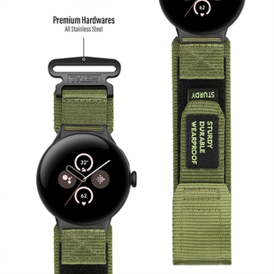 适用谷歌Google Pixel watch4代户外登山Watch3尼龙帆布表带45mm