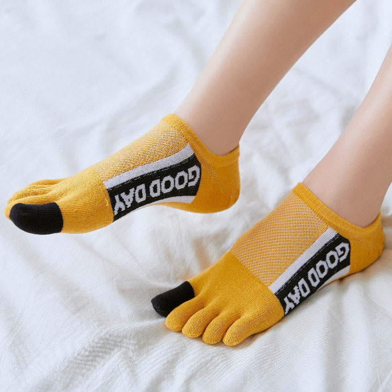 新品夏季五指袜子男女纯棉网眼运动防臭薄船袜隐型情侣大码分脚趾
