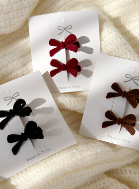 圣诞红色蝴蝶结发夹头饰可爱小号刘海夹前额侧边夹子2025新款秋冬