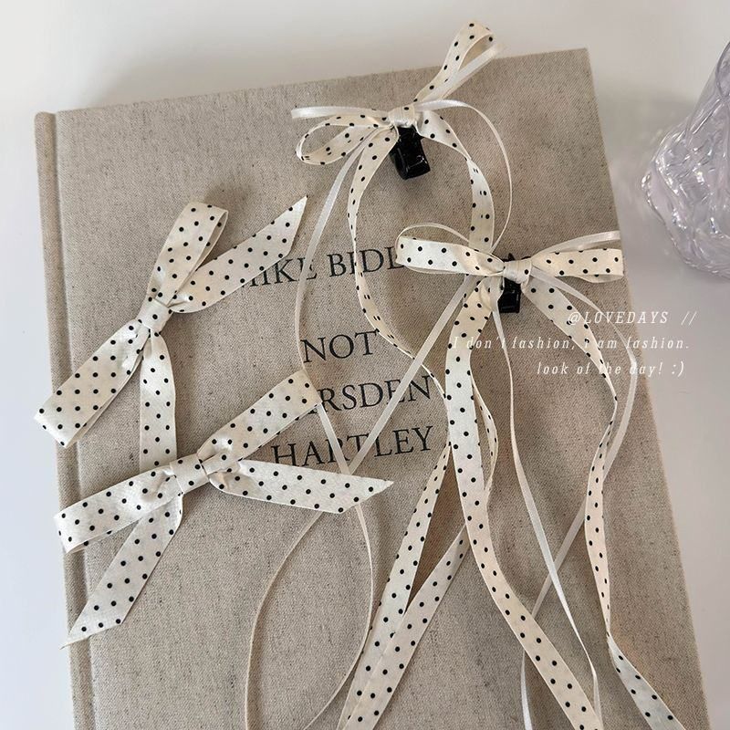 芭蕾风蝴蝶结波点飘带迷你抓夹女夏后脑勺双马尾发夹2024新款发饰